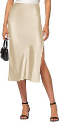 Flowy Slit Satin Maxi Skirt