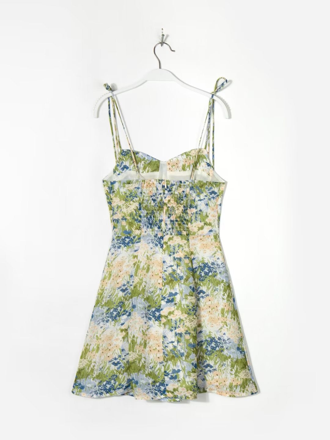 Floral Square Neck Strap Short Dress