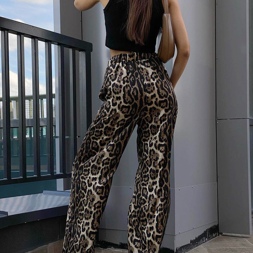 Leopard Print Wide Leg Trousers