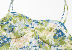 Floral Square Neck Strap Short Dress
