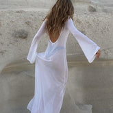 Look In The Mirror Long Sleeve Cover-Up Beach Dress