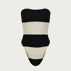 Seaside Elegance Stripe Strapless One Piece