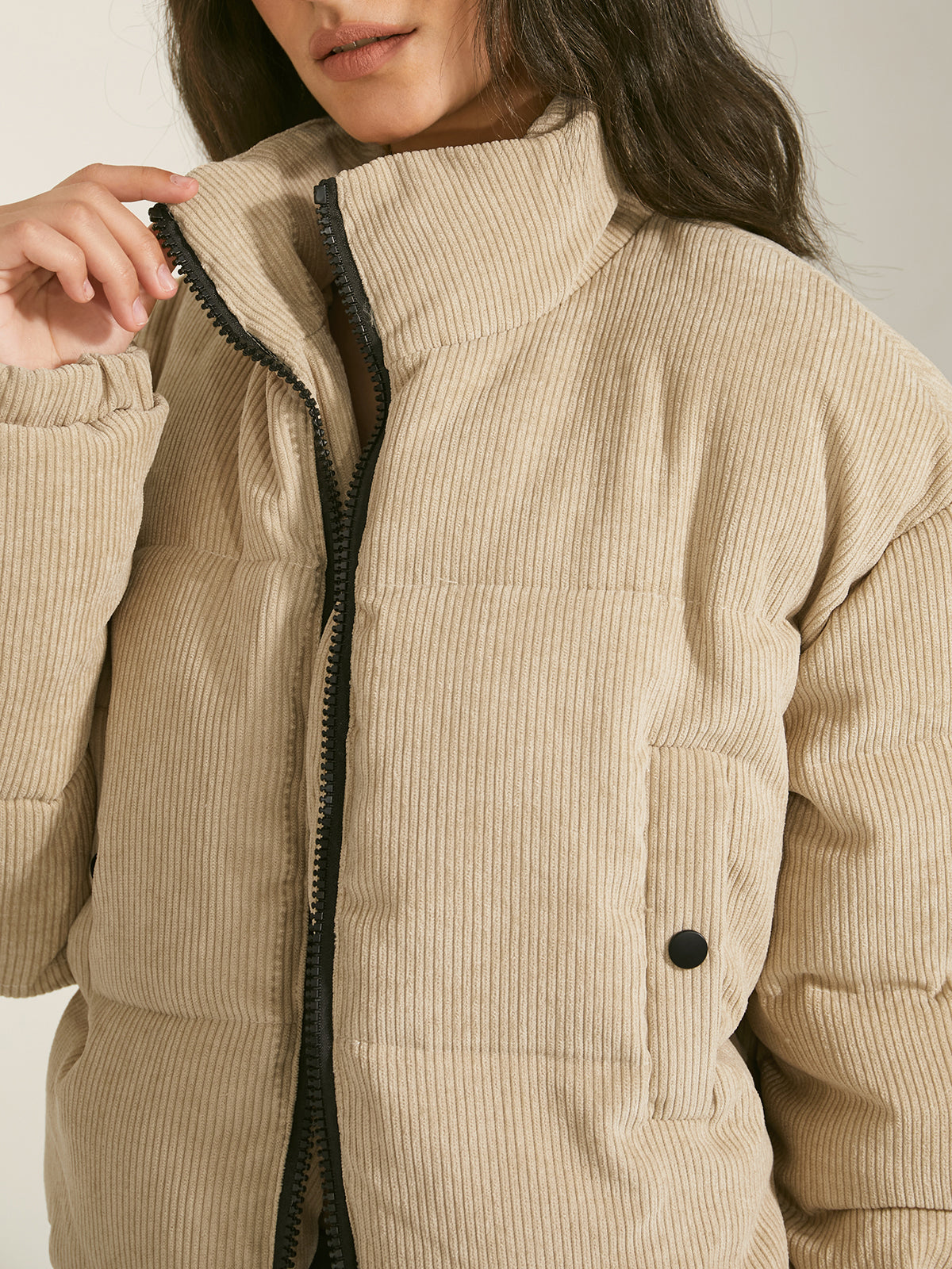Cropped Funnel Neck Puffer Jacket