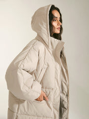Long Hooded Puffer Parka Coat