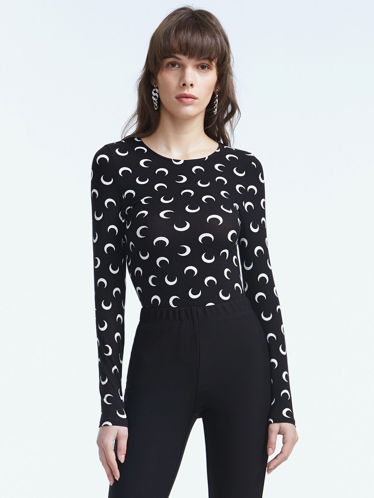 Crescent Moon Long Sleeve Stretch Top