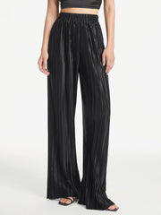 High Waisted Shimmer Pleated Palazzo Pants