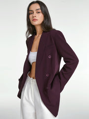 Double Breasted Fitted Long Blazer
