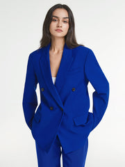 Double Breasted Solid Colored Relaxed Fit Blazer