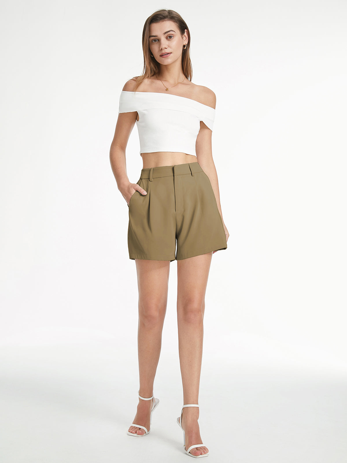 High Waisted Pastel Trouser Shorts