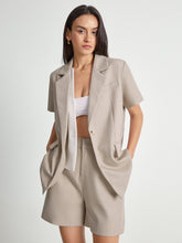 Short Sleeve Notch Lapel Contrast Vest Inlay Blazer