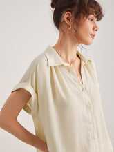 Drop Shoulder Pleat Button Up Shirt