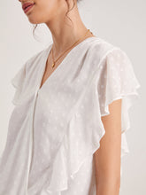 V-Neck Polka Dot Flutter Sleeve Top