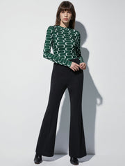 Groovy Emerald Green Mockneck Stretch Long Sleeve Top