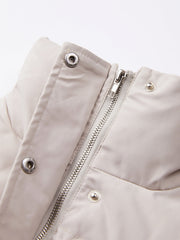 Solid Puffer Stand Collar Jacket