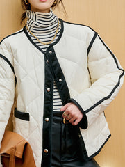 Contrast Seam Quilted Puffer Jacket