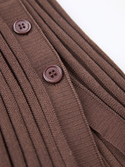 Brownie Side Buttons Rib Slit Skirt