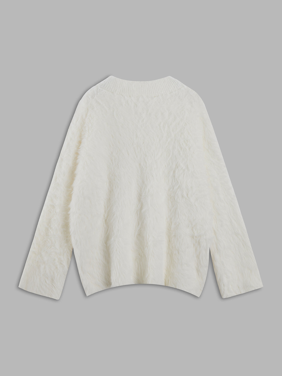 Winter Snow Furry V-Neck Sweater