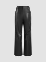 Brownie Faux Leather Wide Leg Pants