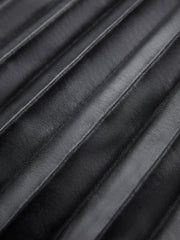 Faux Leather Pleated Belted Midi Skirt