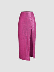 Dazzling Glitters Zip Slit Skirt