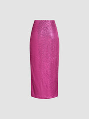Dazzling Glitters Zip Slit Skirt