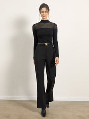 Midnight Secrets Mesh Crop Blouse