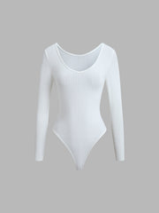 White Textured Bodysuit