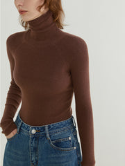 Solid Ribbed Wool Knit Top