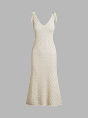 Textured Diamonds V-Neck Strap Long Dress