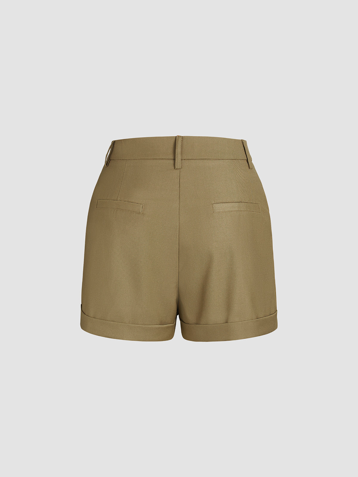 High Waisted Solid Colored Trouser Shorts