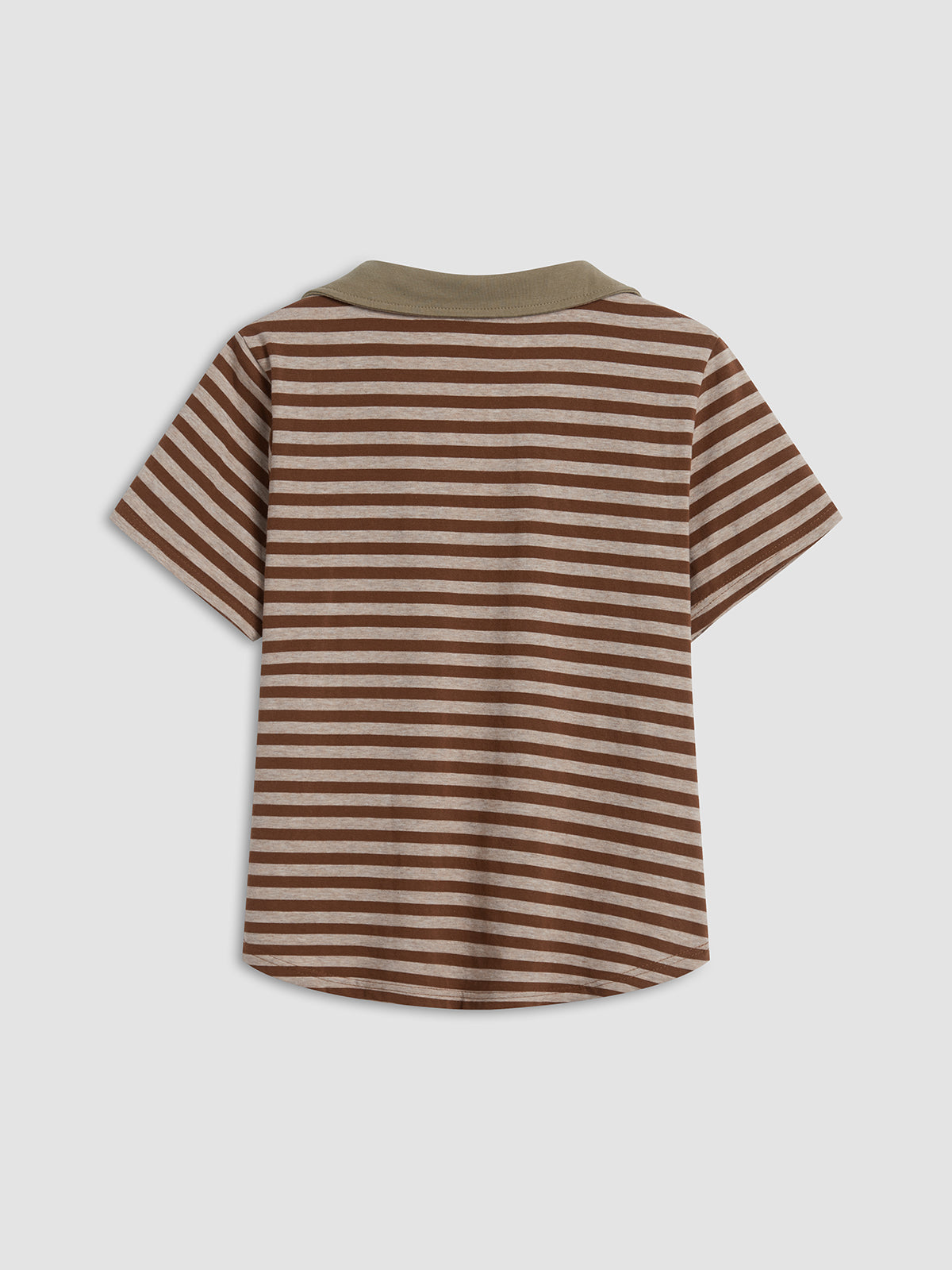 Brown Stripe Collared T-Shirt