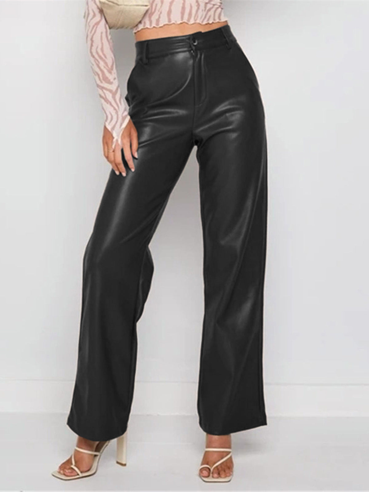 Brownie Faux Leather Wide Leg Pants