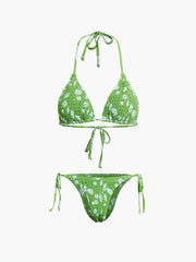 Daisies Halter Tie Back Floral Two Piece Bikini Bathing Suit