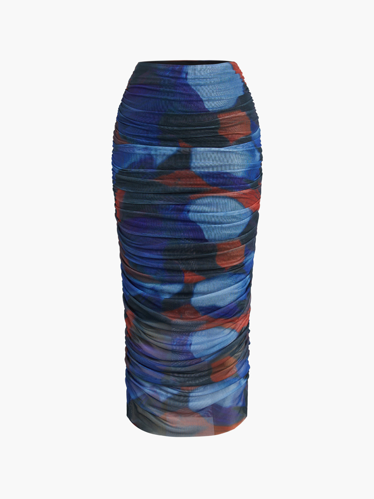 Deep Ocean Tulle Printed Mesh Skirt