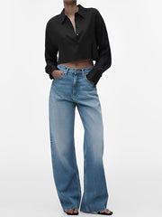 Double-Sided Buttoned Crop Shirt