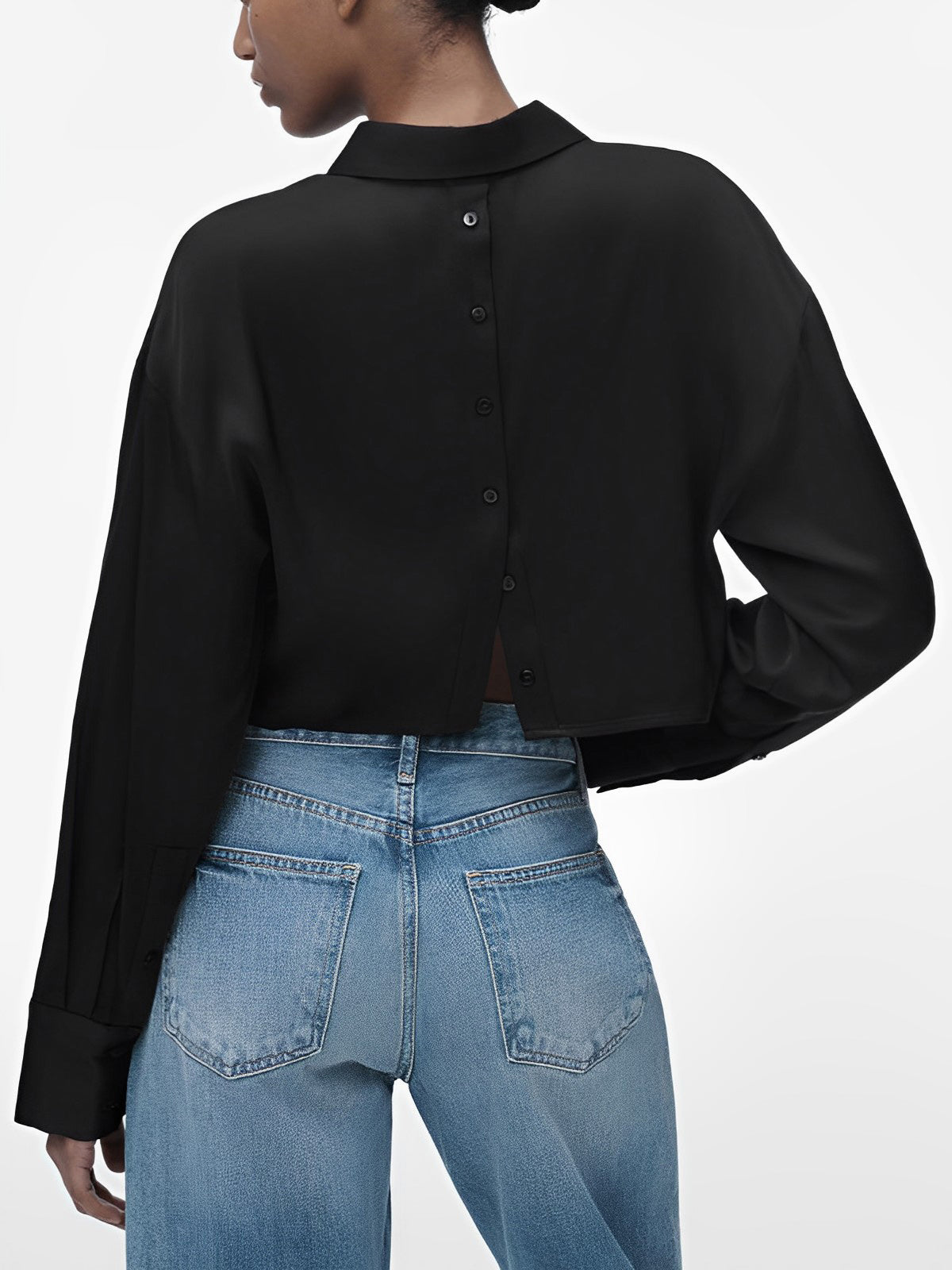 Double-Sided Buttoned Crop Shirt