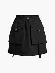 Drawstring Pockets Cargo Mini Skirt