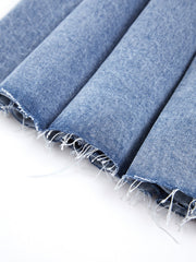 Pleat Buttoned Denim Skirt