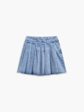 Pleat Buttoned Denim Skirt