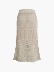 Crochet Eyelet Long Skirt