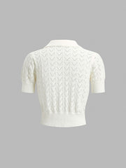 Wink Eyelet Polo Crop Shirt