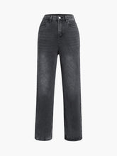 Buttoned Denim Straight Leg Jeans
