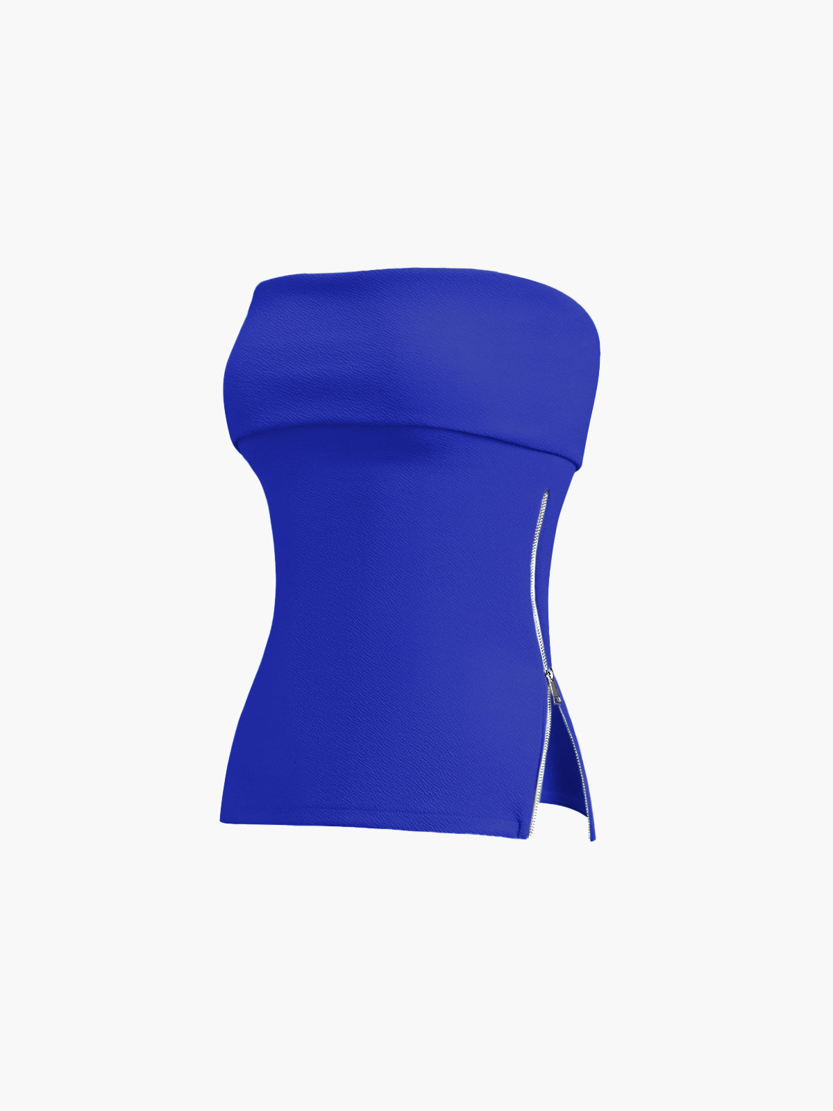 Zip Down Overfold Strapless Tube Top