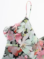 Floral Ruffle Slip Midi Dress