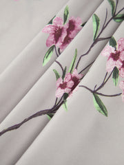 Floral Ruched Satin Tube Long Dress