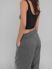 Tied Pinstripe Tailored Pants