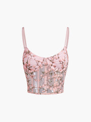 Cherry Blossoms Mesh Crop Corset