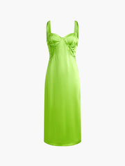 Cup Detail Satin Midi Dress