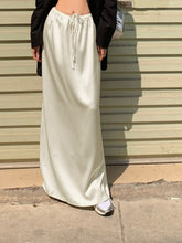 Drawstring Satin Maxi Skirt