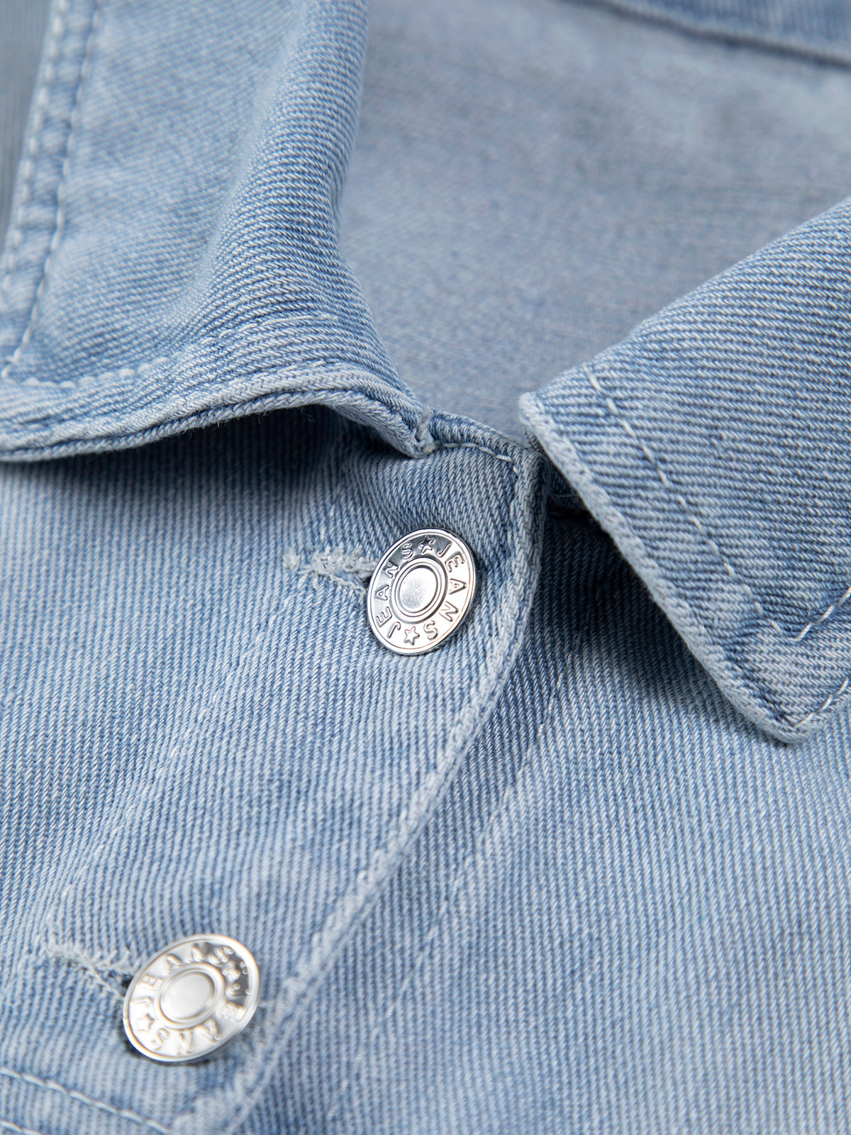 Light Blue Cotton Crop Denim Jacket